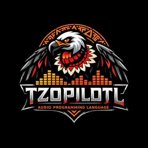 Tzopilotl emblem: a vulture over an audio spectrum